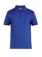 Matchesfashion.com Lanvin - Logo Embroidered Cotton Polo Shirt - Mens - Blue