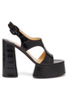 Matchesfashion.com Christian Louboutin - Foolish 130 Croc-effect Leather Platform Sandals - Womens - Black