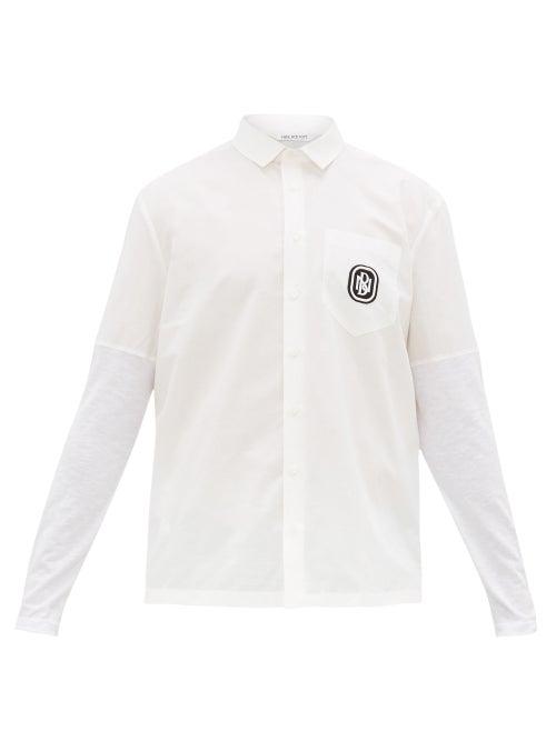 Matchesfashion.com Neil Barrett - Logo-embroidered Slubbed Cotton-blend Shirt - Mens - White