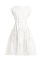 Matchesfashion.com Love Binetti - Simple Minds Tie Waist Tiered Cotton Dress - Womens - White