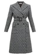 Matchesfashion.com Givenchy - Belted Double Breasted Herringbone Wool Coat - Womens - Black Multi