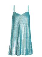 Matchesfashion.com Ashish - Sequin Embellished Silk Georgette Mini Dress - Womens - Light Blue