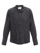 Matchesfashion.com Greg Lauren - Raw-edge Striped Cotton-blend Shirt - Mens - Black
