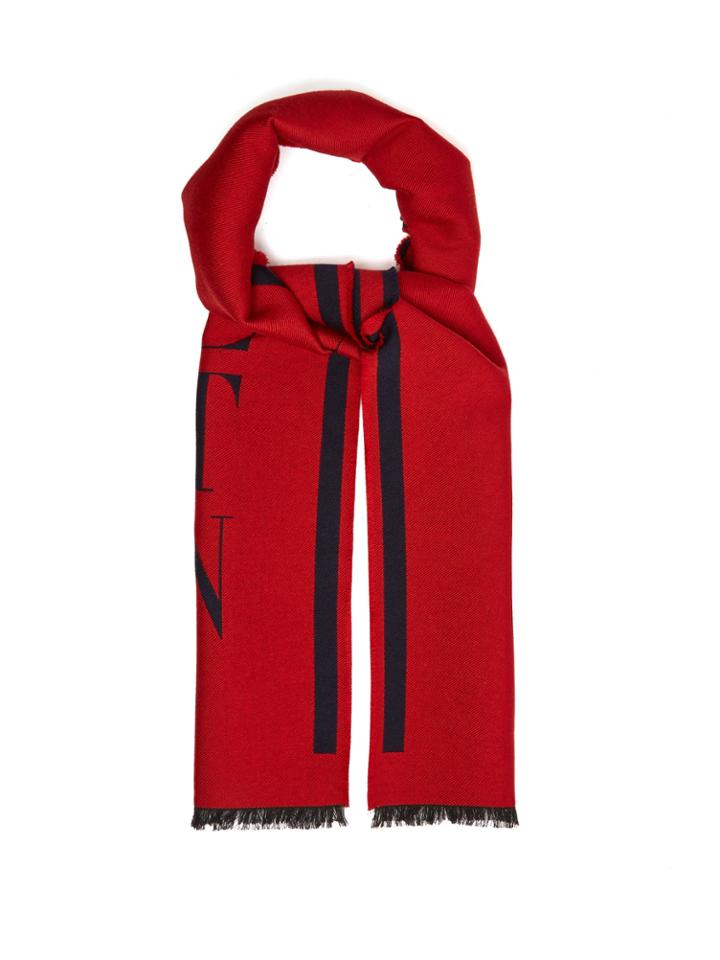 Valentino Logo-jacquard Wool-blend Scarf