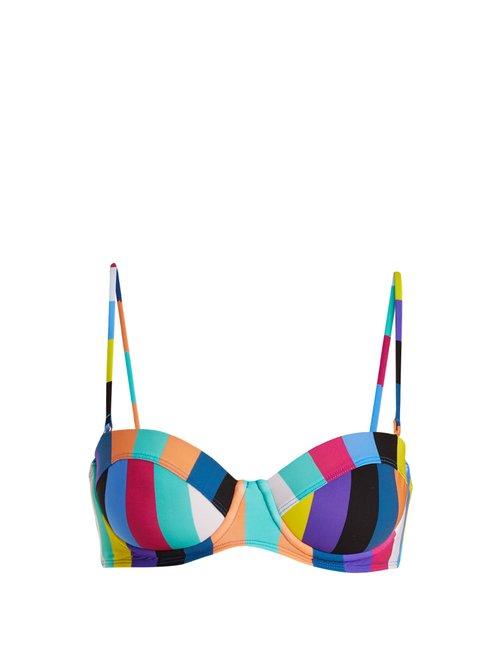 Matchesfashion.com Diane Von Furstenberg - Striped Underwired Bikini Top - Womens - Multi Stripe