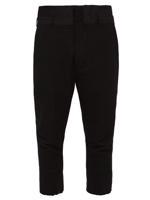 Matchesfashion.com Ann Demeulemeester - Pleated Wool Blend Cropped Trousers - Mens - Black