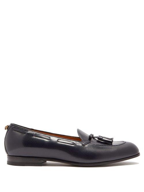Matchesfashion.com Gucci - Leather Tassel Loafers - Mens - Navy