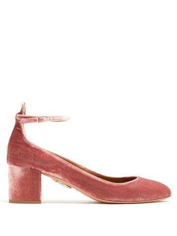 Aquazzura Alix 60 Block-heel Velvet Pumps