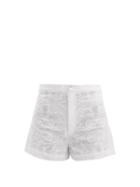 Matchesfashion.com Le Sirenuse, Positano - Alma Floral Embroidered Cotton Shorts - Womens - White