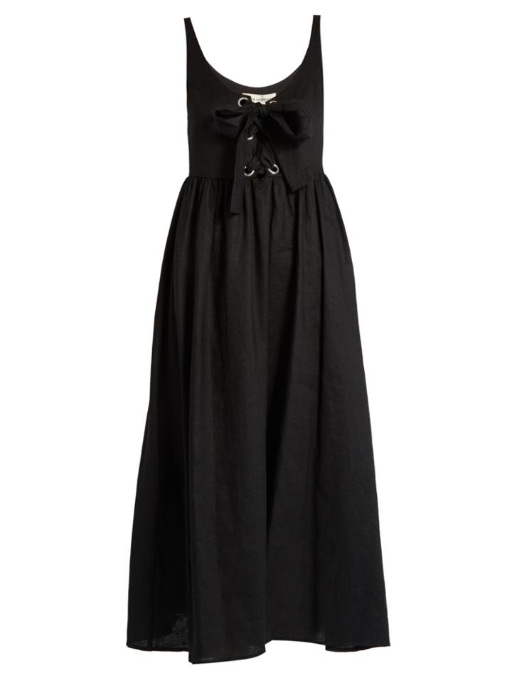Mara Hoffman Lace-up Midi Linen Dress