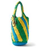 Jw Anderson - Striped Crochet Tote Bag - Womens - Green Multi