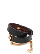 Matchesfashion.com Givenchy - Gv3 Leather Bracelet - Womens - Black Gold