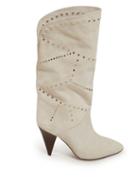 Matchesfashion.com Isabel Marant - Lestee Cut Out Suede Slouch Boots - Womens - White