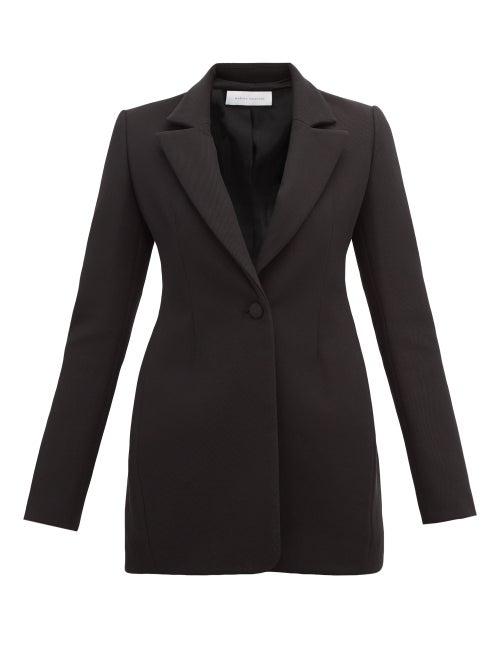 Matchesfashion.com Marina Moscone - Single Breasted Longline Cotton Twill Blazer - Womens - Black