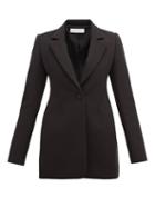 Matchesfashion.com Marina Moscone - Single Breasted Longline Cotton Twill Blazer - Womens - Black