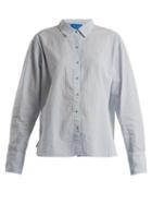 Matchesfashion.com M.i.h Jeans - Mini Oversized Striped Crinkled Cotton Shirt - Womens - Light Blue