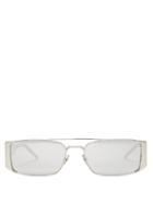 Matchesfashion.com Saint Laurent - Lenny Rectangle Metal Sunglasses - Womens - Silver