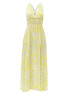 Matchesfashion.com Heidi Klein - Floral-print Silk-crepe Maxi Dress - Womens - Yellow Print