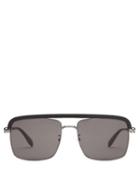 Matchesfashion.com Alexander Mcqueen - Browline Acetate And Metal Sunglasses - Mens - Ruthenium-ruth-grey