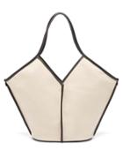 Ladies Bags Hereu - Calella Leather-trim Organic-cotton Tote Bag - Womens - Ivory Multi
