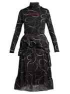 Matchesfashion.com Balenciaga - Bead Print Wrap Around Jersey Dress - Womens - Black Print