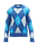 Marni - Argyle Mohair-blend Sweater - Mens - Blue Multi