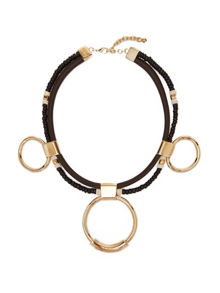 Chloé Sawyer Leather, Bead And Brass Hoop Necklace