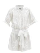 Matchesfashion.com Juliet Dunn - Floral-embroidered Cotton Mini Dress - Womens - White