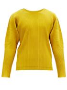 Matchesfashion.com Homme Pliss Issey Miyake - Brushstroke-print Pleated-jersey T-shirt - Mens - Yellow