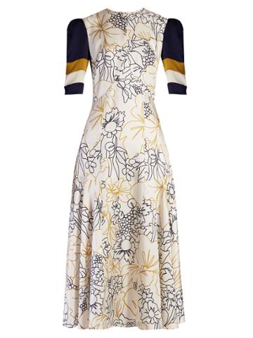 Roksanda Thalia Wood-flora Print Silk Midi Dress