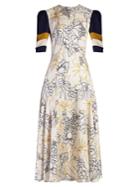 Roksanda Thalia Wood-flora Print Silk Midi Dress