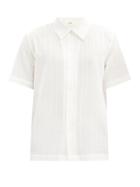Matchesfashion.com Sfr - Suneham Stripe-jacquard Cotton-blend Poplin Shirt - Mens - White