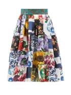 Matchesfashion.com Dolce & Gabbana - Patchwork Floral-print Cotton-blend Skirt - Womens - Multi