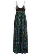 Valentino Panama-print Cotton And Lace Gown