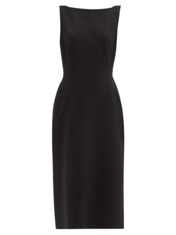 Another Tomorrow - Boat-neck Wool-blend Dress - Womens - Black