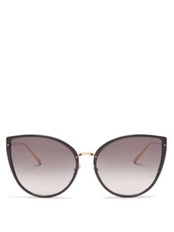 Ladies Accessories Linda Farrow - Silvie Cat-eye 22kt Gold-plated Sunglasses - Womens - Black