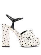 Matchesfashion.com Saint Laurent - Bianca Knotted Polka-dot Platform Sandals - Womens - Cream Multi