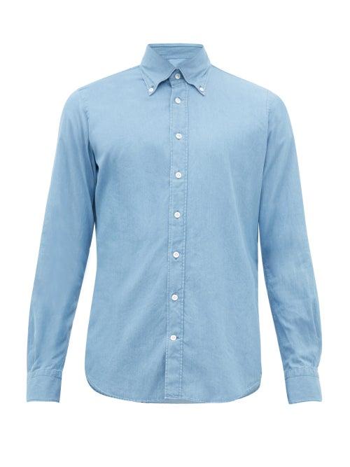 Matchesfashion.com Thom Sweeney - Button Down Collar Chambray Shirt - Mens - Blue Multi