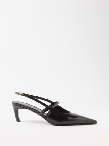 Toteme - The Sharp 50 Patent-leather Slingback Pumps - Womens - Black