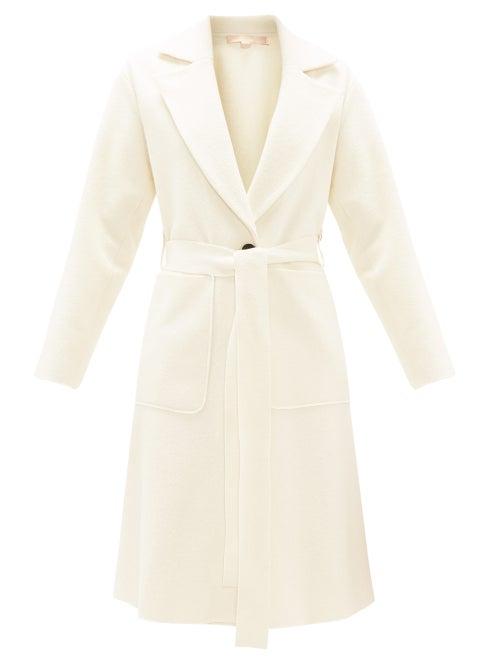Matchesfashion.com Brock Collection - Belted Single-breasted Boucl-wool Coat - Womens - Ivory