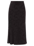 Matchesfashion.com Cefinn - Salone Fluted Camouflage-jacquard Midi Skirt - Womens - Black