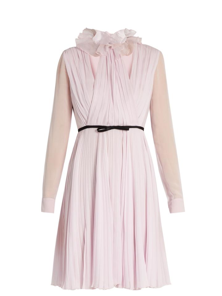 Giambattista Valli Ruffled-neck Pleated Silk-georgette Dress