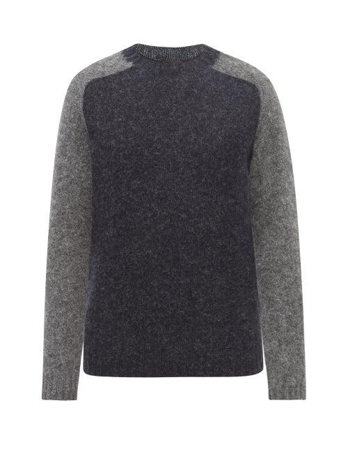 Howlin' - Blind Fingers Colour-block Brushed-wool Sweater - Mens - Dark Grey