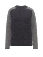 Howlin' - Blind Fingers Colour-block Brushed-wool Sweater - Mens - Dark Grey