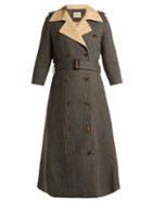 Matchesfashion.com Khaite - Charlotte Houndstooth Wool Trench Coat - Womens - Brown Multi