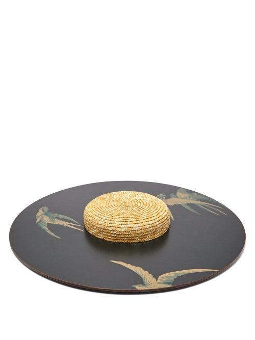 Matchesfashion.com Eliurpi - Swallow Print Wood And Straw Hat - Womens - Black