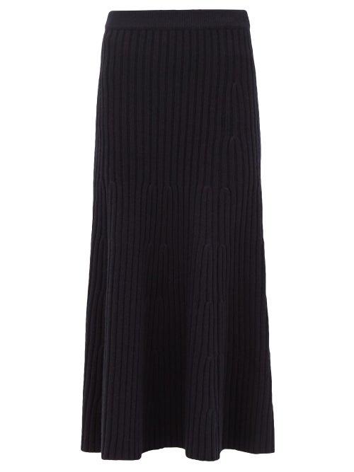 Gabriela Hearst - Flores Rib-knitted Cashmere Midi Skirt - Womens - Navy
