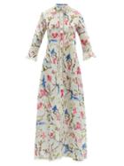 Ladies Rtw Galanthya - Claudia Amazonas-print Cotton Maxi Dress - Womens - White Print