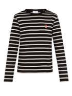 Matchesfashion.com Ami - Logo Appliqud Striped Cotton Top - Mens - Black Multi