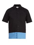 Ami Contrast-panel Short-sleeved Cotton Shirt